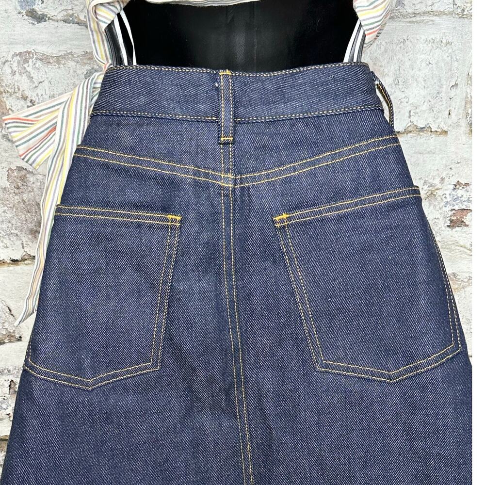 Tory Burch The classic cotton denim dark blue A-line jean midi skirt size 4 - Picture 14 of 14